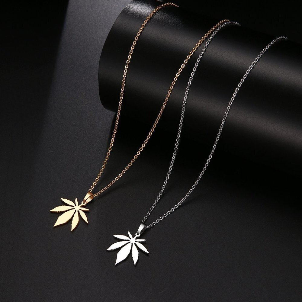 Refine Maple Leaves Delicate Dainty 14K Gold Plated Necklace, EVGG1079 - Picture 3 of 3
